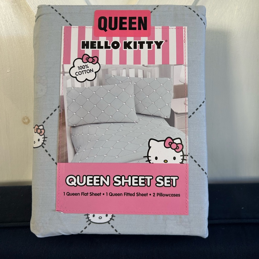 Hello Kitty Grey Queen Sheets